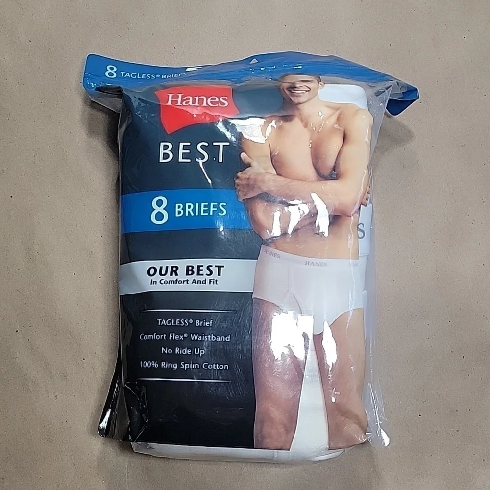 Hanes, Size XL, 8-Pk White Briefs, NEW in Package